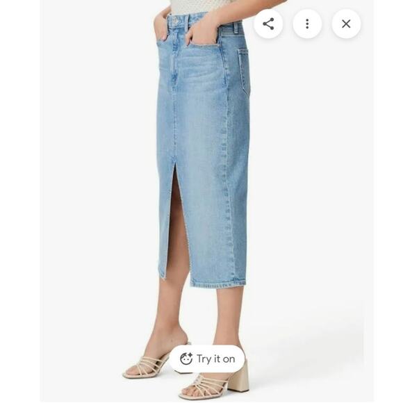 NWT PAIGE Denim Midi Skirt Long Jean Stretch Stretchy Skirt Sz 34 - Picture 4 of 10